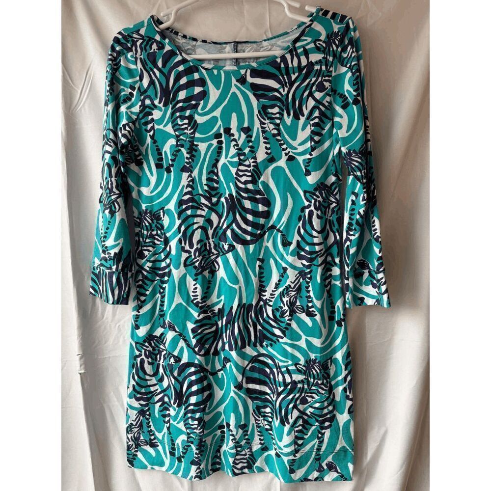 Lilly Pulitzer Marlowe Boatneck Dress in I'm Game Zebra Print Womens Small